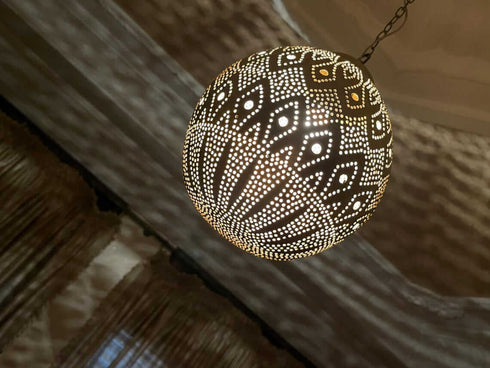 Boho Moroccan Brass Pendant Light – Vintage Ceiling Lamp (PL 1071)
